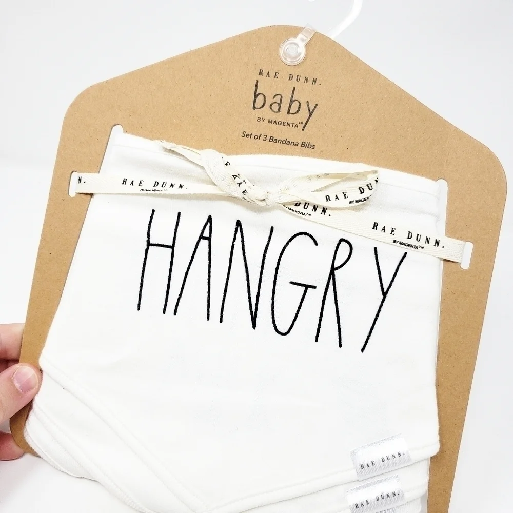 RAE DUNN Hangry bib set bandana style